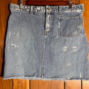 A/X ARMANI EXCHANGE Blue Denim Distress Mini Jean Skirt Sz 8 - 34x16 - Cute